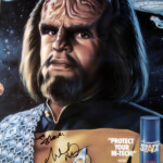 Michael Dorn as Worf, Star Trek The Next Generation. Autographed poster from Consumer Electronics Show